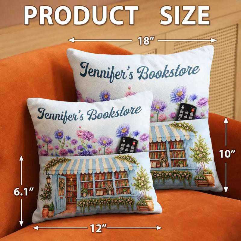 Cozy,Reading,Gift For Yourself,Gift For Women,Icon - Book Lovers Corner Bookstore With Birth Month Flower - Personalized Pocket Pillow