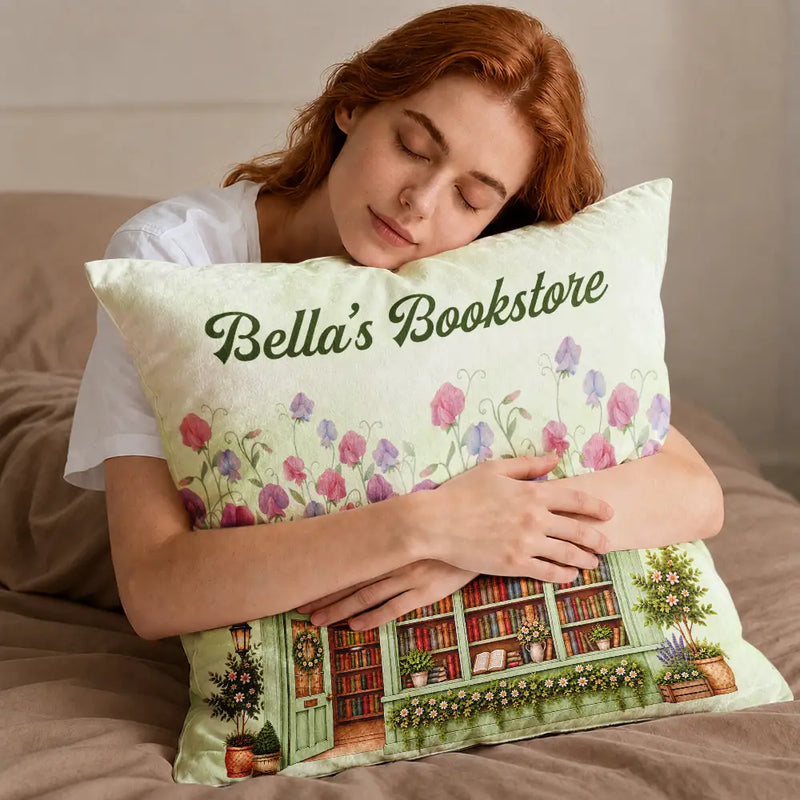 Cozy,Reading,Gift For Yourself,Gift For Women,Icon - Book Lovers Corner Bookstore With Birth Month Flower - Personalized Pocket Pillow