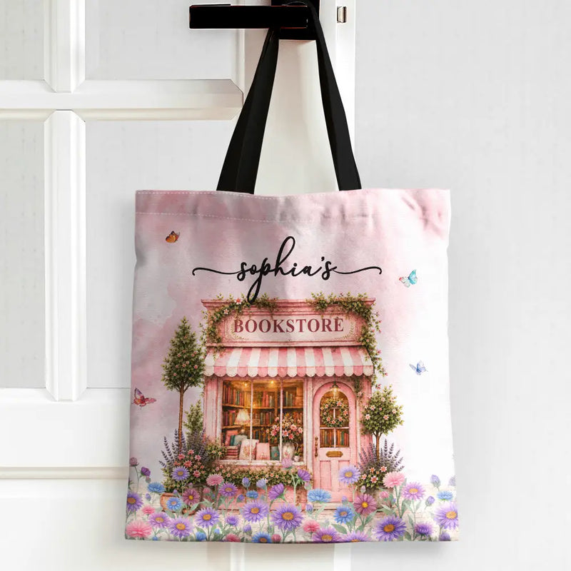 Cozy,Reading,Gift For Yourself,Gift For Women,Icon - Book Lovers Corner Bookstore With Birth Month Flower - Personalized Tote Bag