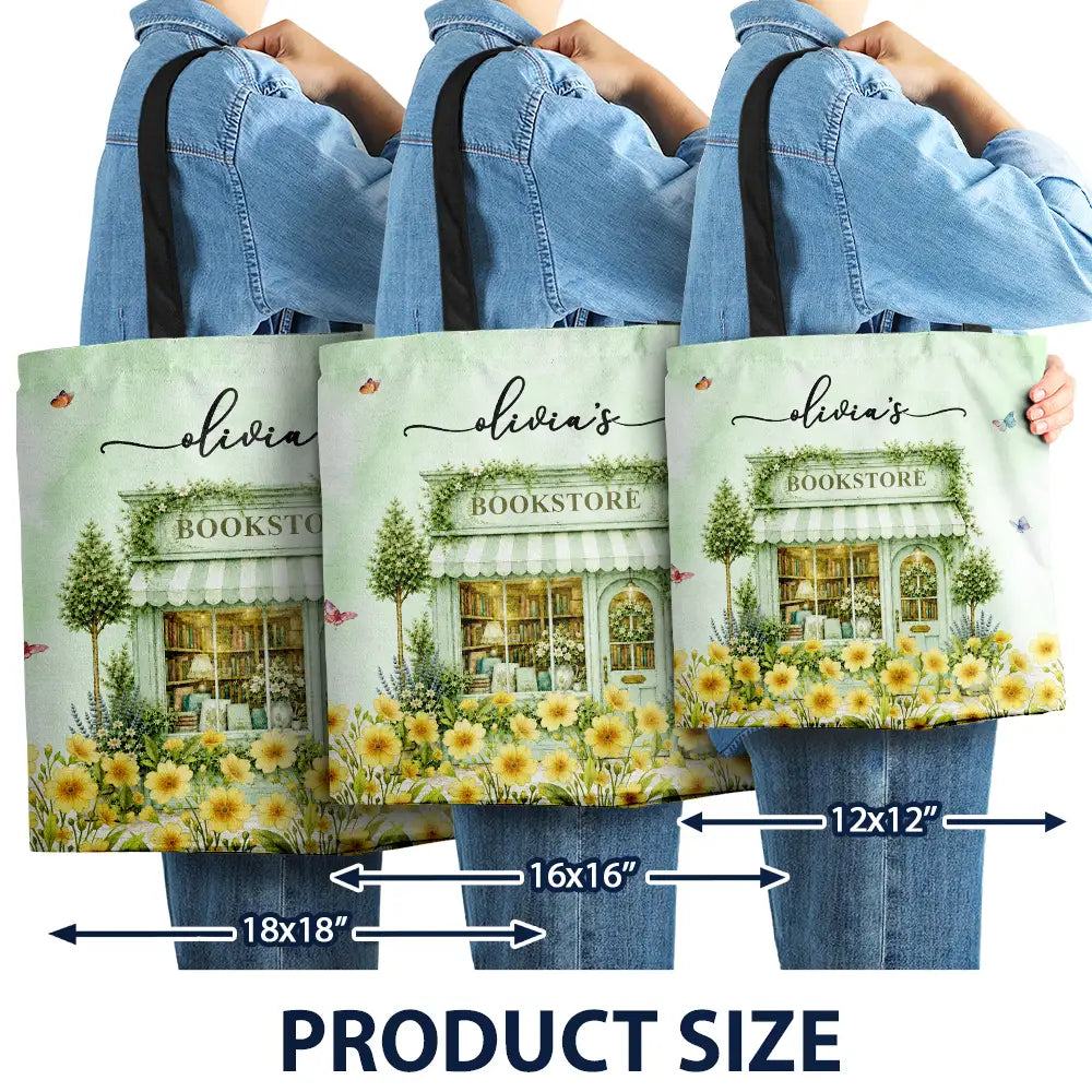 Cozy,Reading,Gift For Yourself,Gift For Women,Icon - Book Lovers Corner Bookstore With Birth Month Flower - Personalized Tote Bag