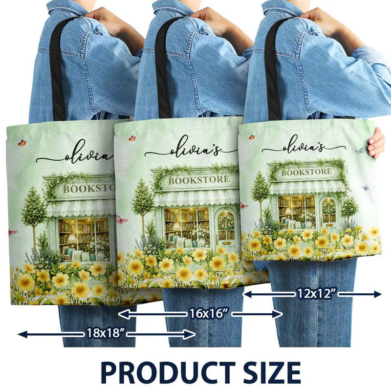 Cozy,Reading,Gift For Yourself,Gift For Women,Icon - Book Lovers Corner Bookstore With Birth Month Flower - Personalized Tote Bag