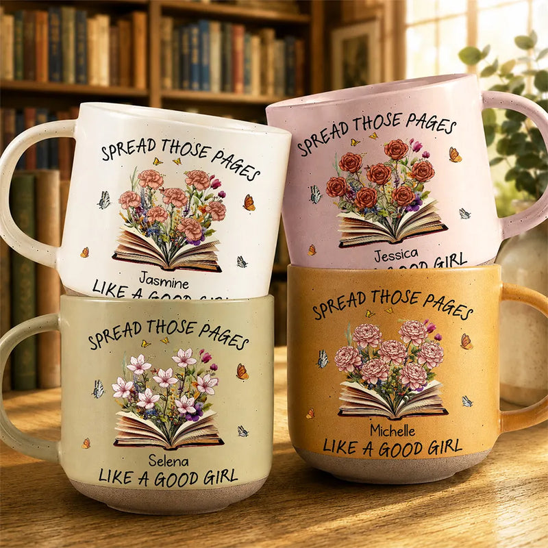 Christmas,Humorous,Reading,Gift For Yourself,Icon - Book Lovers Spread Those Pages - Personalized Pottery Mug