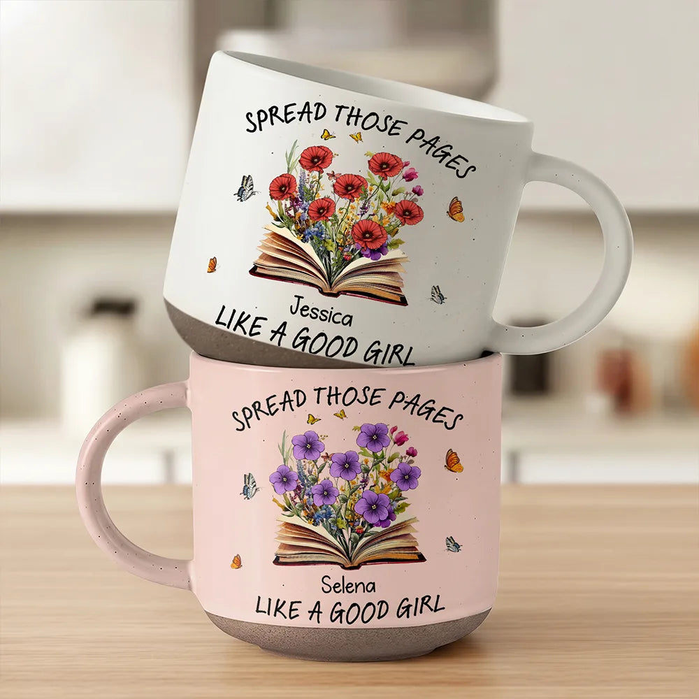 Christmas,Humorous,Reading,Gift For Yourself,Icon - Book Lovers Spread Those Pages - Personalized Pottery Mug