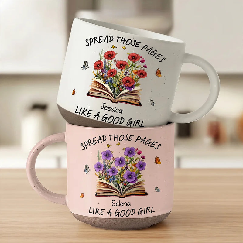 Christmas,Humorous,Reading,Gift For Yourself,Icon - Book Lovers Spread Those Pages - Personalized Pottery Mug