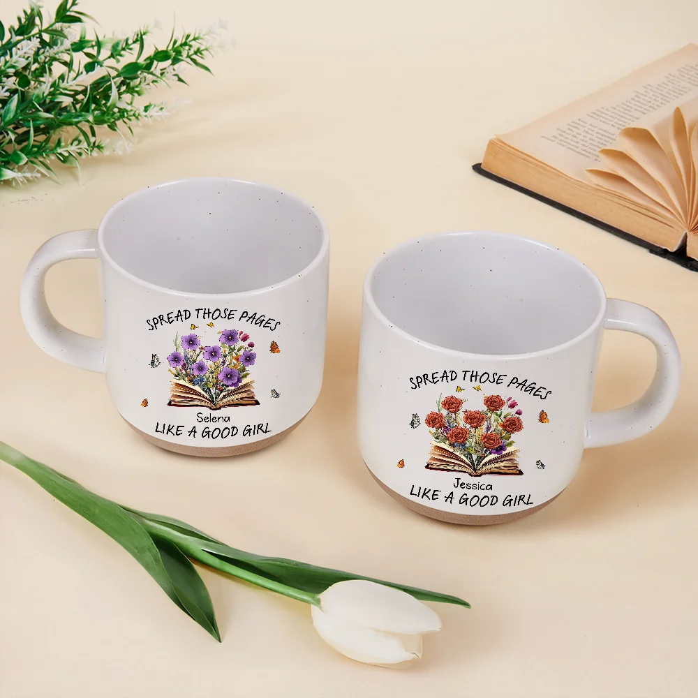 Christmas,Humorous,Reading,Gift For Yourself,Icon - Book Lovers Spread Those Pages - Personalized Pottery Mug