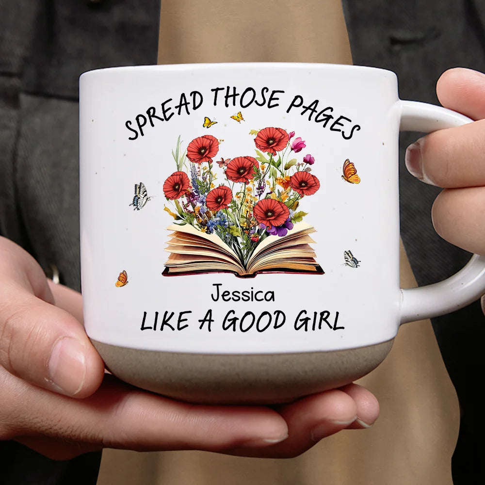 Christmas,Humorous,Reading,Gift For Yourself,Icon - Book Lovers Spread Those Pages - Personalized Pottery Mug