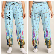 Reading,Gift For Yourself,Gift For Women,Icon,Happy - Book Lovers Watercolor Birth Month Flower - Personalized Pajama Pants