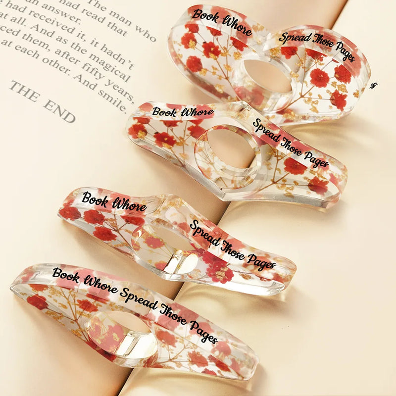 Reading,Gift For Women,Happy - Book Whore Spread Those Pages - Personalized Resin Flower Page Holder