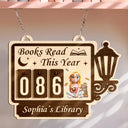 Reading, Gift For Yourself, Gift For Women, Happy - Books Read This Year 3D Effect Reading Girl - Personalized Hanging Tracker Sign