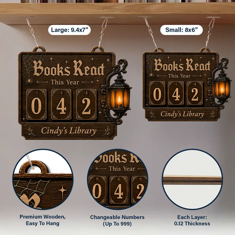 Playful,Halloween,Reading,Pet Lovers,Icon - Books Read This Year Halloween Style - Personalized Hanging Tracker Sign