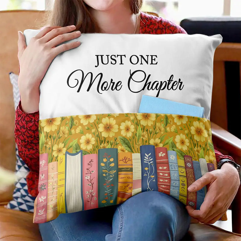 Christmas, Cozy, Reading, Gift For Yourself, Icon - Bookshelf Birth Month Flower - Personalized Pocket Pillow