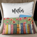 Christmas, Cozy, Reading, Gift For Yourself, Icon - Bookshelf Birth Month Flower - Personalized Pocket Pillow