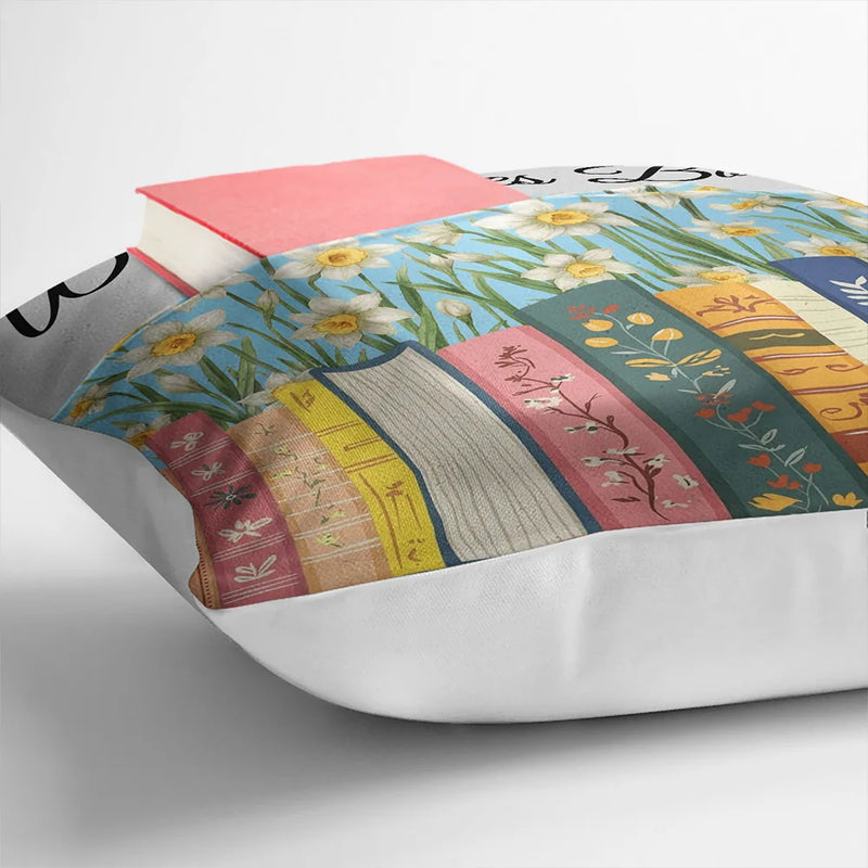 Christmas, Cozy, Reading, Gift For Yourself, Icon - Bookshelf Birth Month Flower - Personalized Pocket Pillow
