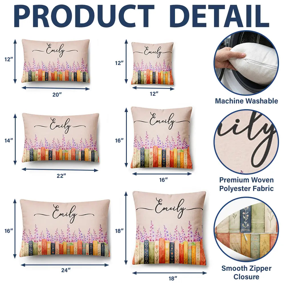 Adorable,Reading,Gift For Yourself,Icon - Bookshelf Flower Garden - Personalized Pillow