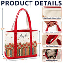 Reading,Gift For Yourself,Gift For Women,Icon,Happy - Bookshelf Flower Garden Woman Name - Personalized Fabric Tote Bag