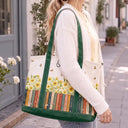 Reading,Gift For Yourself,Gift For Women,Icon,Happy - Bookshelf Flower Garden Woman Name - Personalized Fabric Tote Bag