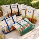 Reading,Gift For Yourself,Gift For Women,Icon,Happy - Bookshelf Flower Garden Woman Name - Personalized Fabric Tote Bag