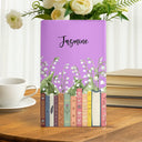 Christmas,Cozy,Reading,Gift For Yourself,Gift For Women,Icon - Bookshelf Library Birth Month Flower - Personalized Ceramic Book Vase