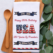 America 250th,Independence Day,Family,Parents,Gift For Grandparents,Proud - Born To Stand Free 250 Years Of Freedom - Personalized Kitchen Towel