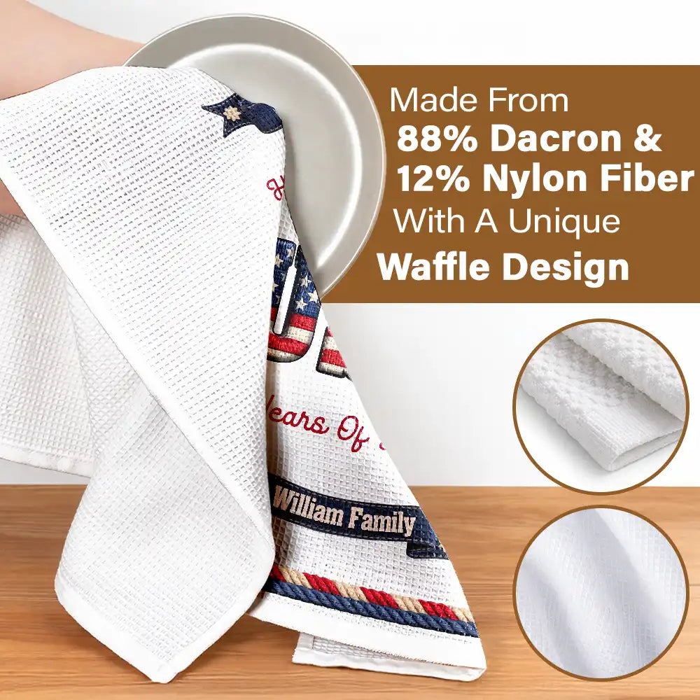 America 250th,Independence Day,Family,Parents,Gift For Grandparents,Proud - Born To Stand Free 250 Years Of Freedom - Personalized Kitchen Towel