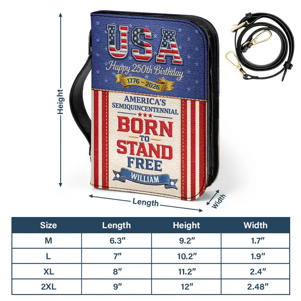 Independence Day,America 250th,Gift For Yourself,Gift For Women,Gift For Mother,Happy - Born to Stand Free American Patriot Embroidery Effect Prints - Personalized Bible Cover