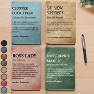 Gift For Yourself,Gifts For Colleagues,Gift For Bestie,Happy - Boss Lady Funny Definition - Personalized Leather Journal