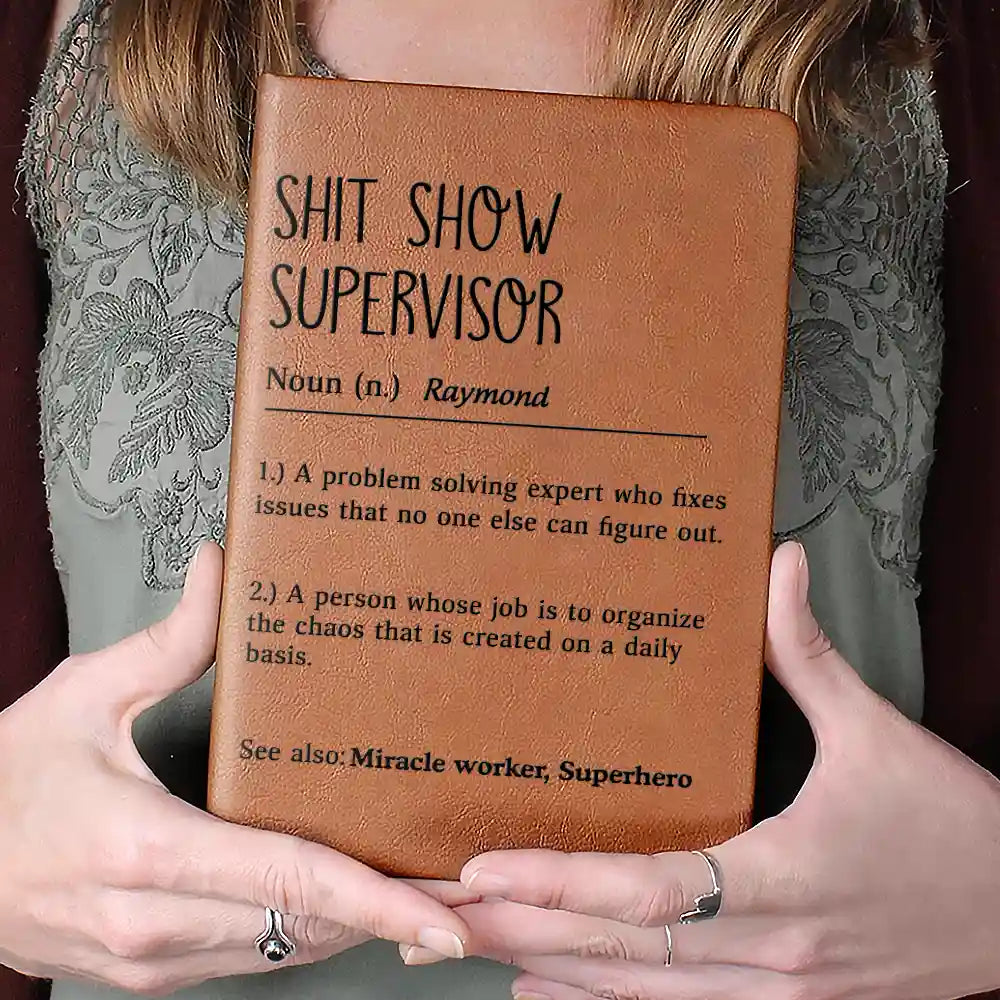 Gift For Yourself,Gifts For Colleagues,Gift For Bestie,Happy - Boss Lady Funny Definition - Personalized Leather Journal