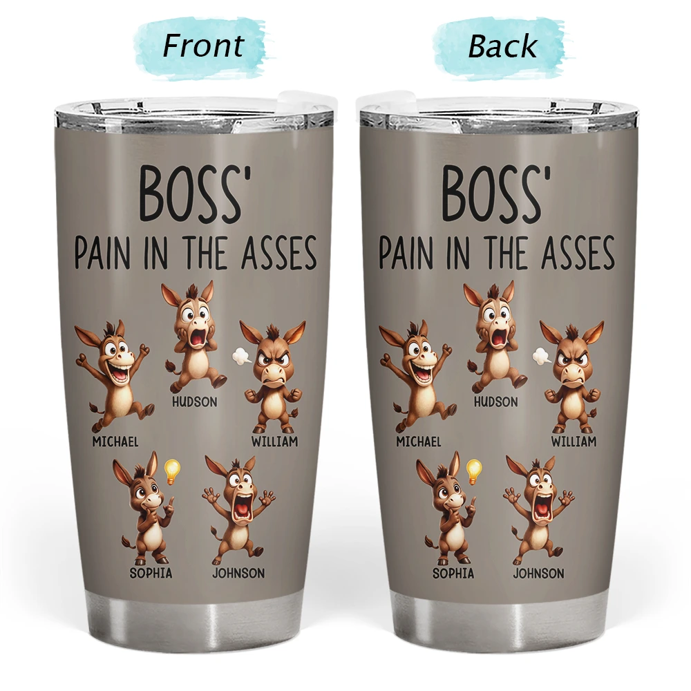 Gifts For Colleagues, Gift For Women, Gift For Men - Boss' Little Trouble 3D Effect Funny Donkey - Personalized Tumbler