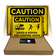 Camping,Gift For Couples,Best friends' Hobby,Top Market,Funny,Family,Top Market,Icon - Drunk Stick Figure We Are Camping Again - Personalized Classic Metal Signs