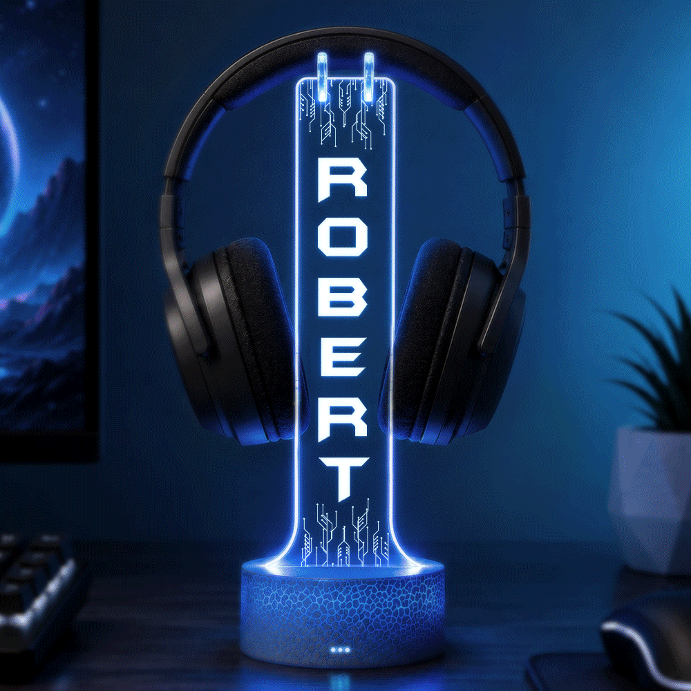 Gaming, Gift For Yourself, Playful, Custom Text - Boyfriend Teen Kid Gamer Name - Personalized Headphone Stand