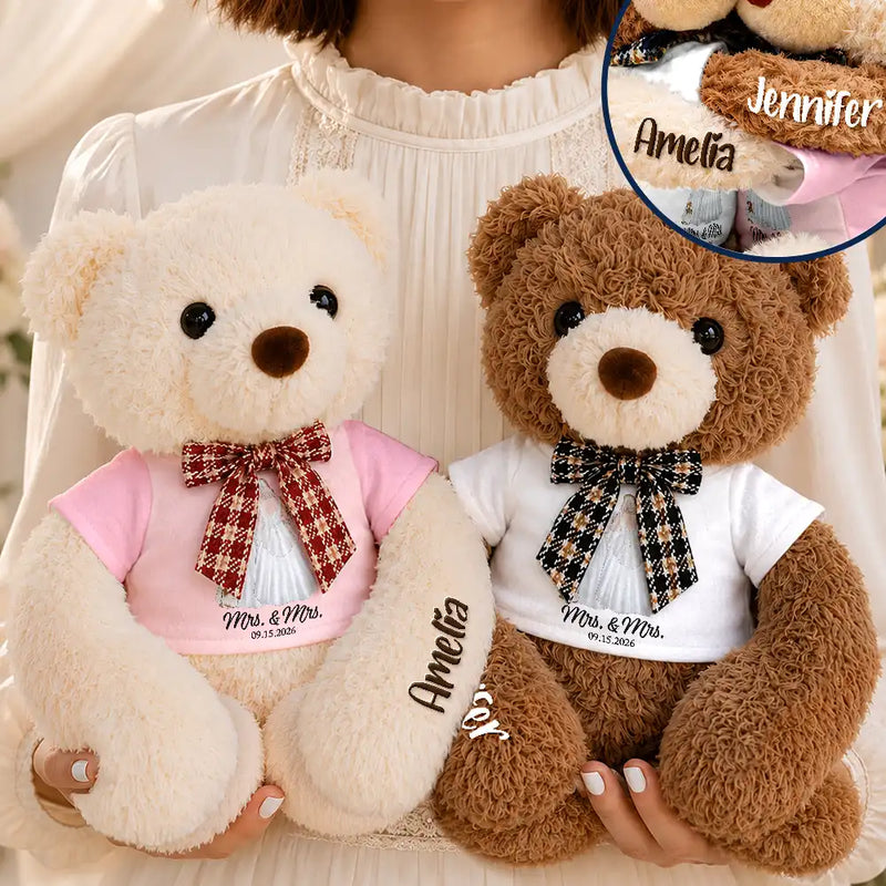Bride & Groom Wedding Couple Pet - Personalized Hugging Bear