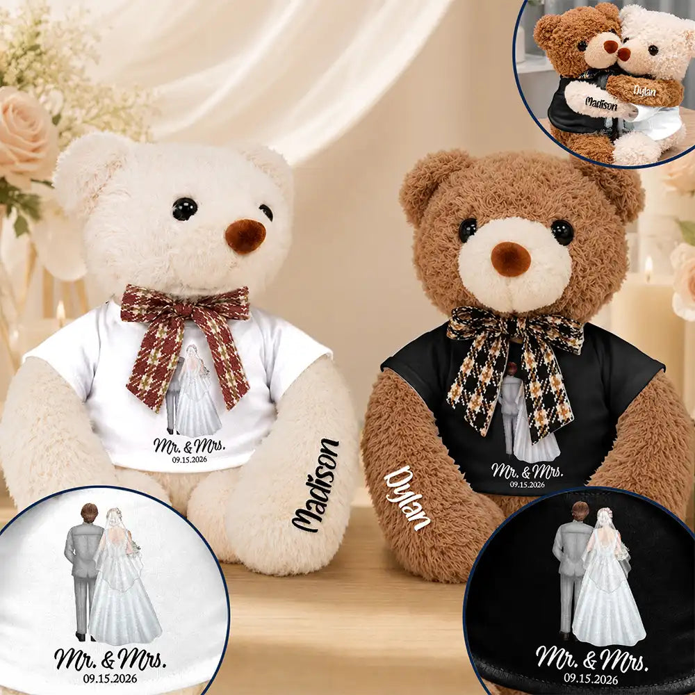 Bride & Groom Wedding Couple Pet - Personalized Hugging Bear