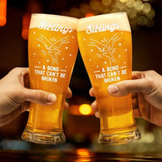 Gift For Brothers,Gift For Sisters,Gift For Sibling,Cousin,Gift For Women,Gift For Men,Happy - Brothers A Bond That Can't Be Broken - Personalized Pilsner Glass