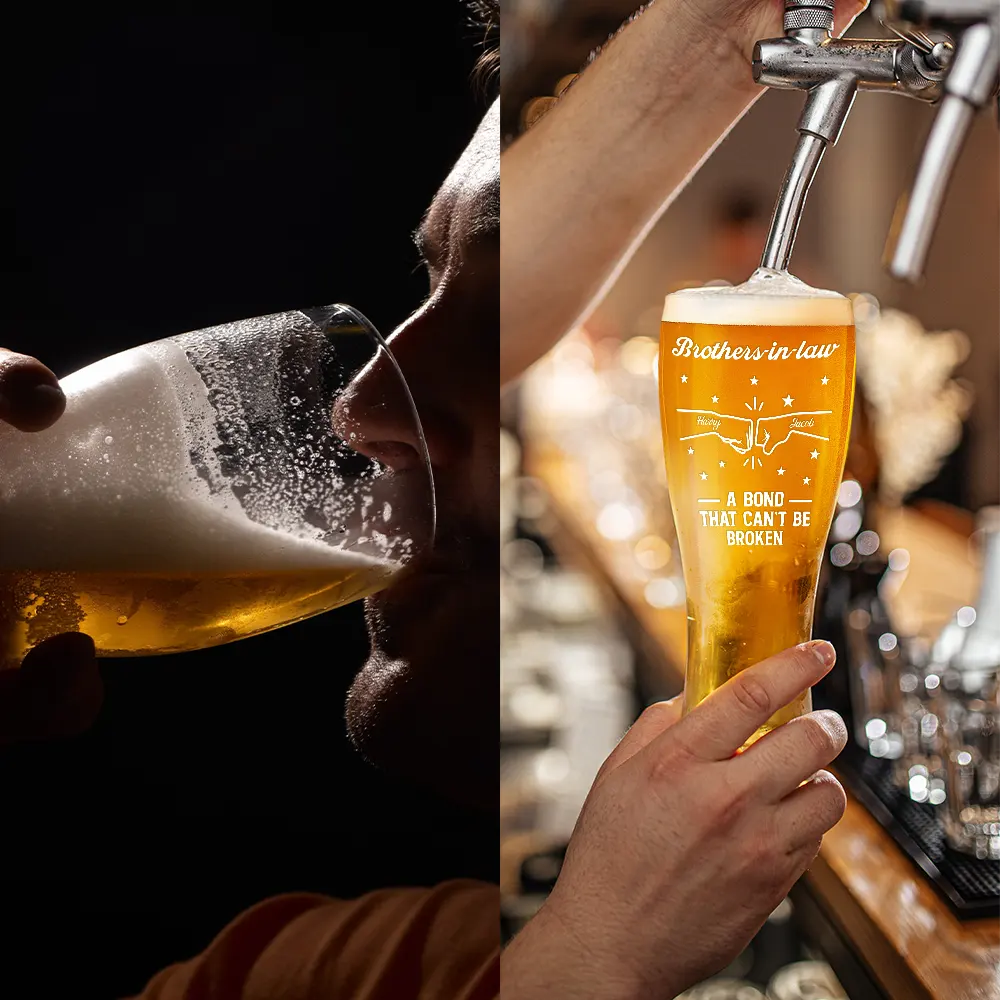 Gift For Brothers,Gift For Sisters,Gift For Sibling,Cousin,Gift For Women,Gift For Men,Happy - Brothers A Bond That Can't Be Broken - Personalized Pilsner Glass