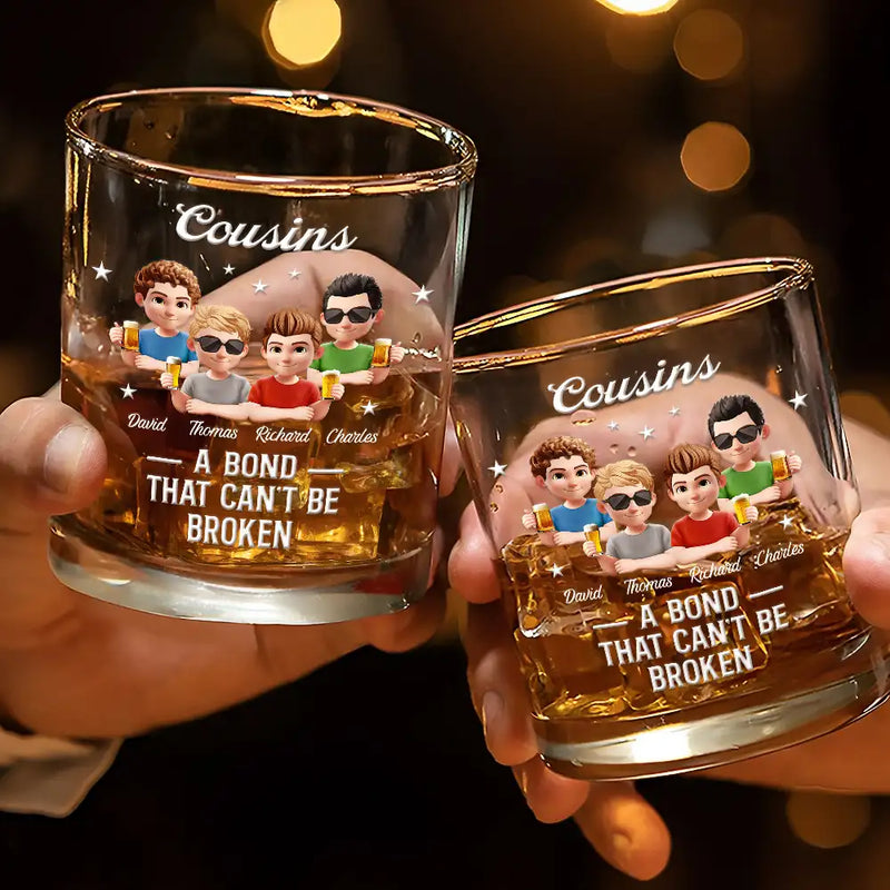 3D Effect Brothers A Bond That Can't Be Broken - Personalized Whiskey Glass