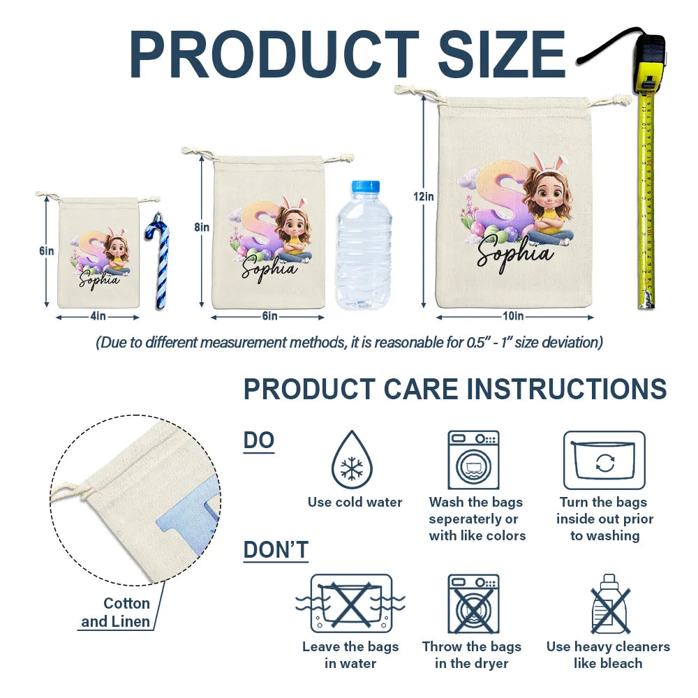 Grandpa - Grandkids,Gift For Kids,Grandma - Grandkids,Gift For Grandkids,Dad - Children,Mom - Children,Parents,Easter - Bunny Ears Kids Sitting With Alphabet - Personalized Favor Bag