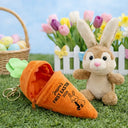Easter,Happy,Parents,Dad - Children,Mom - Children,Gift For Kids - Bunny Holding Alphabet Letters - Personalized Plush Reversible Carrot Bunny Keychain