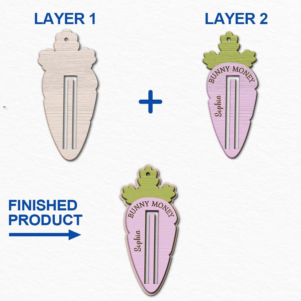 Easter,Happy,Gift For Kids,Parents - Bunny Money Holder - Personalized 2-Layered Wooden Ornament