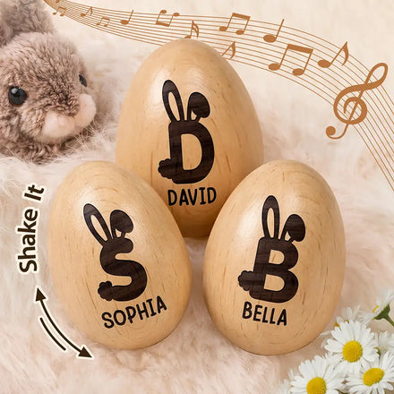 Bunny Monogram Letter - Personalized Musical Wooden Easter Egg Shaker