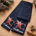 Confident,Christmas,Gift For Yourself,Gift For Women,Icon - Butterfly Floral Alphabet For Her - Personalized Fleece Scarf