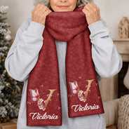 Confident,Christmas,Gift For Yourself,Gift For Women,Icon - Butterfly Floral Alphabet For Her - Personalized Fleece Scarf