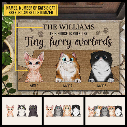 Cat Tiny Furry Overlords Custom Doormat, Funny Cat Doormat, Home Decor, Cat Lovers Gift