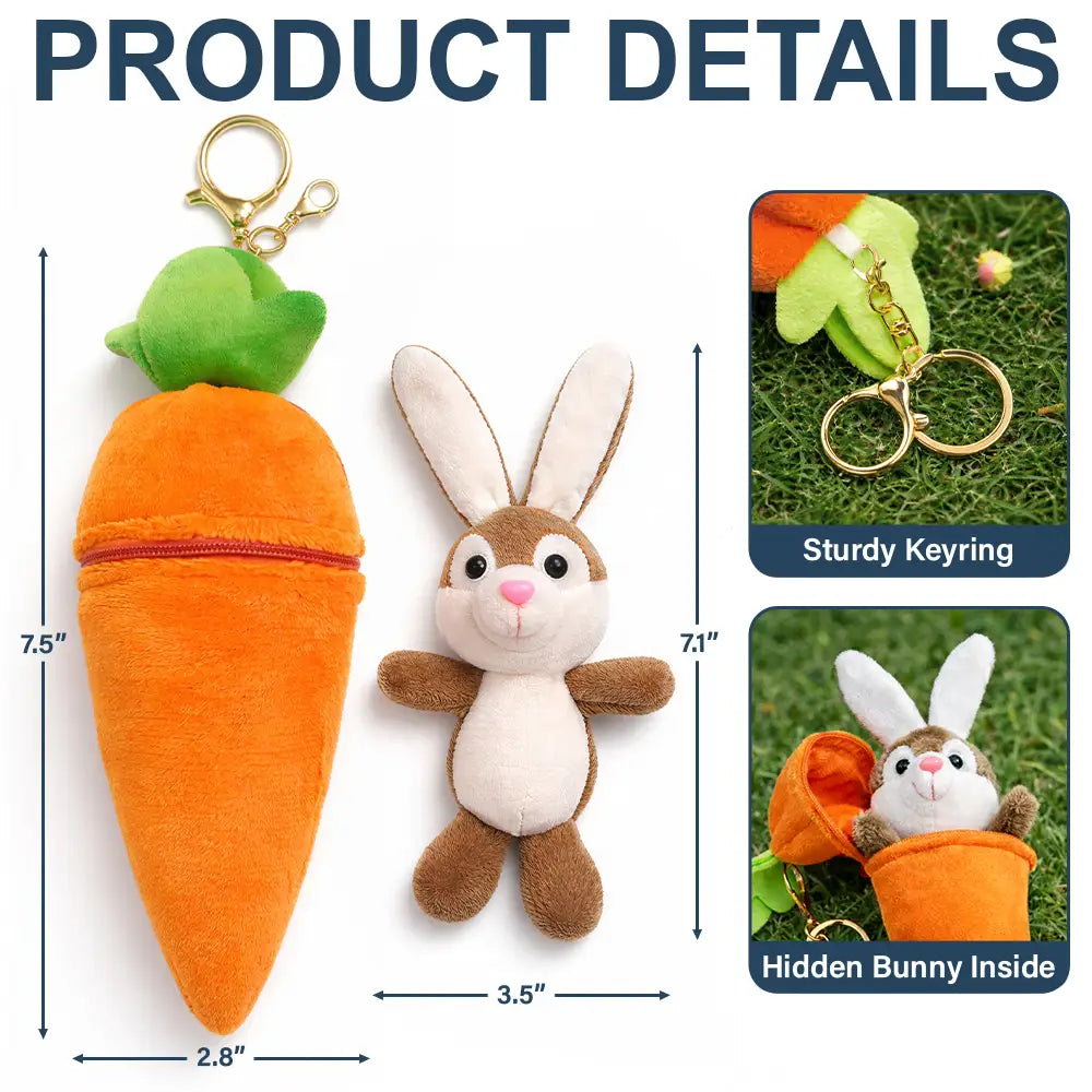 Easter,Happy,Gift For Kids,Dad - Children,Mom - Children,Grandpa - Grandkids,Grandma - Grandkids,Gift For Grandkids - Faux Embroidery Effect Chenille Bunny Alphabet Letters - Personalized Plush Reversible Carrot Bunny Keychain