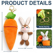 Easter,Happy,Gift For Kids,Dad - Children,Mom - Children,Grandpa - Grandkids,Grandma - Grandkids,Gift For Grandkids - Kids Sitting With Easter Alphabet Letters - Personalized Plush Reversible Carrot Bunny Keychain