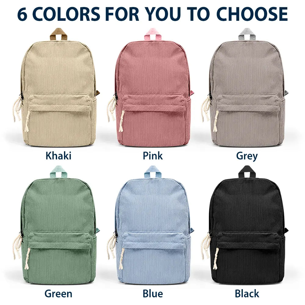 Back To School,Gift For Kids,Adorable,Vector - Watch Out Kindergarten 1st Grade Here I Come - Personalized Corduroy Backpack