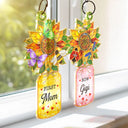 Gift For Grandma,Grandma - Grandkids,Happy,Icon,Grateful - First Mom Now Grandma Sunflower Love Bugs - Personalized Window Hanging Suncatcher Ornament