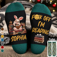 Christmas,Gift For Yourself,Gifts For Her,Gifts For Him,Humorous,Icon,Reading,Top Market - Funny Gift For Book Lovers - Personalized Fk Off I'm Reading Socks