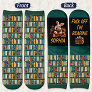 Christmas,Gift For Yourself,Gifts For Her,Gifts For Him,Humorous,Icon,Reading,Top Market - Funny Gift For Book Lovers - Personalized Fk Off I'm Reading Socks