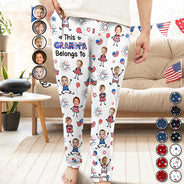Gift For Father,Gift For Mother,Gift For Grandpa,Gift For Grandma,Stick Figure,Happy,Photo,Icon,Humorous - Custom Photo US Stick Figures This Grandpa Grandma Mom Dad Belongs To - Personalized Pajama Pants