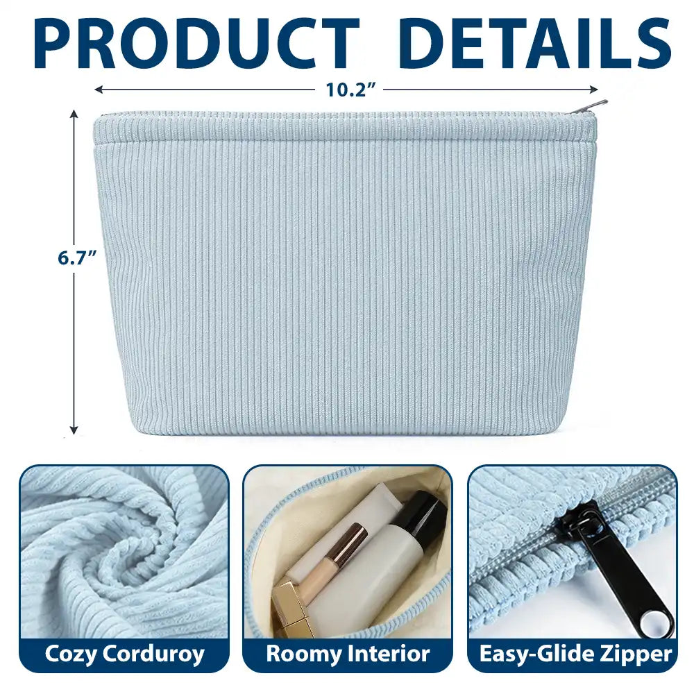 Travel,Humorous,Gift For Yourself,Summer,Gift For Women,Vector - All My Travel Crap - Personalized Corduroy Makeup Bag